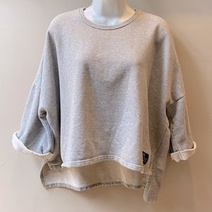 Hug Oversized Gray Cropped Short Sleeved Crew neck Sweatshirt XL